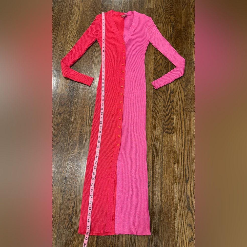 STAUD Shoko Pink Quartz ribbed-knit Midi dress Size Medium M - Picture 3 of 9